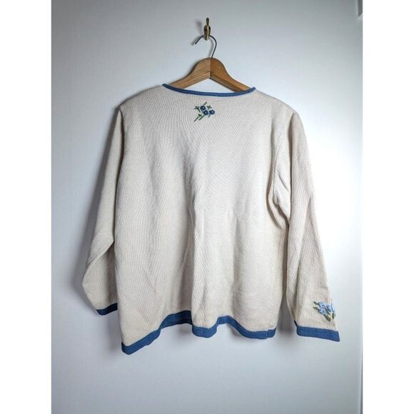 National Wildlife Cardigan Sweater XL Floral Embroidered Cottagecore Grandma Zip - Picture 2 of 11
